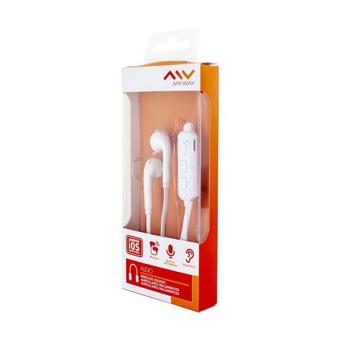 Myway MWHPH0023 Casque sans fil Bluetooth blanc - Oreillette ergonomique avec réduction de bruit