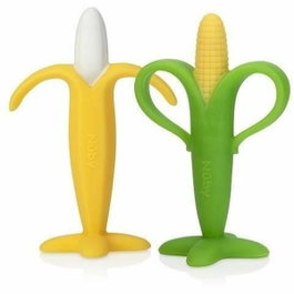 Nuby Lot de 2 anneaux de dentition Banane et Maïs en Silicone