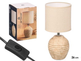 Giftdecor Lampe Vieillie Ronde à Rayures Horizontales 28 cm Marron Céramique Tissu (Set de 8)