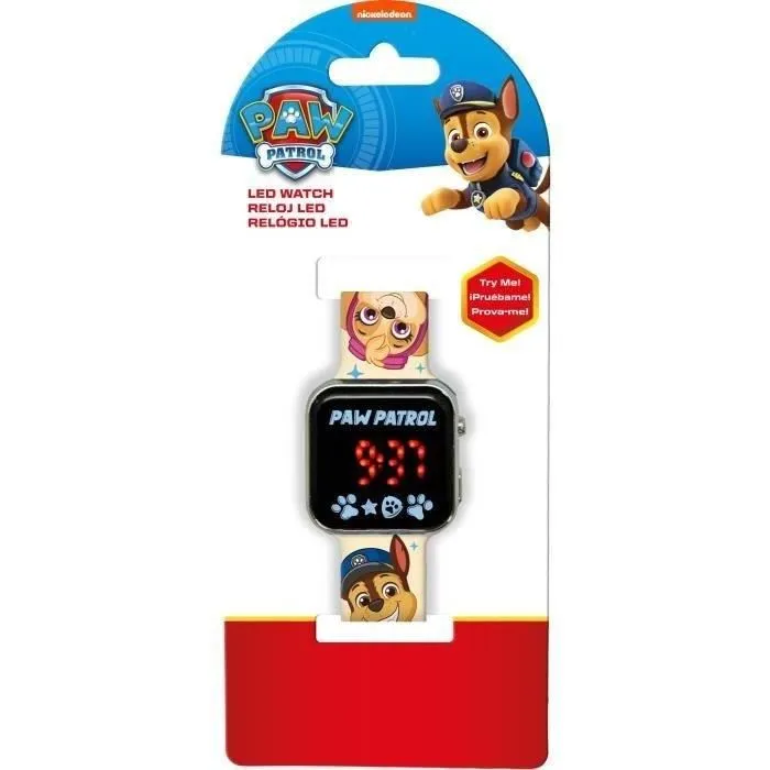 Kids Licensing Montre LED PW19961 - Digital Colorée Enfant avec La Pat' Patrouille - Affichage Heure et Date - Pile CR2032 Incluse