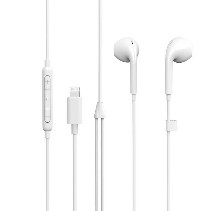 eSTUFF Écouteurs intra-auriculaires avec connecteur Lightning MFi C100 pour iPhone, iPad et appareils Apple - Son haute qualité, câble 1.2 m