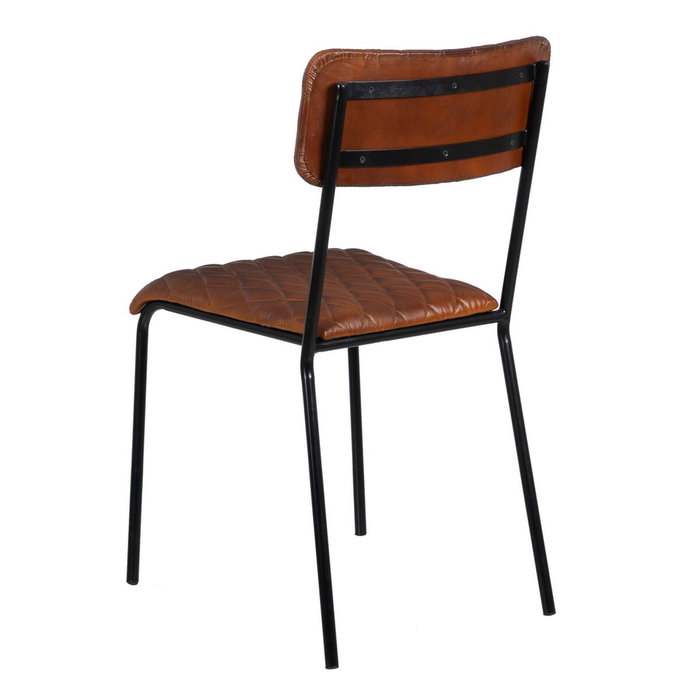 BigBuy Home Chaise de Salle à Manger Marron Noir Cuir Fer BigBuy Home Chaise de Salle à Manger Marron Noir Cuir Fer