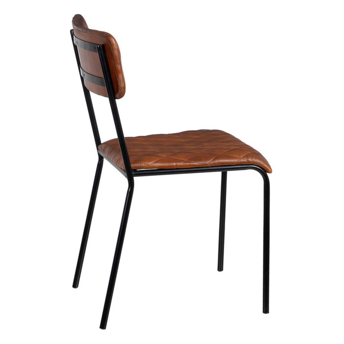 BigBuy Home Chaise de Salle à Manger Marron Noir Cuir Fer BigBuy Home Chaise de Salle à Manger Marron Noir Cuir Fer