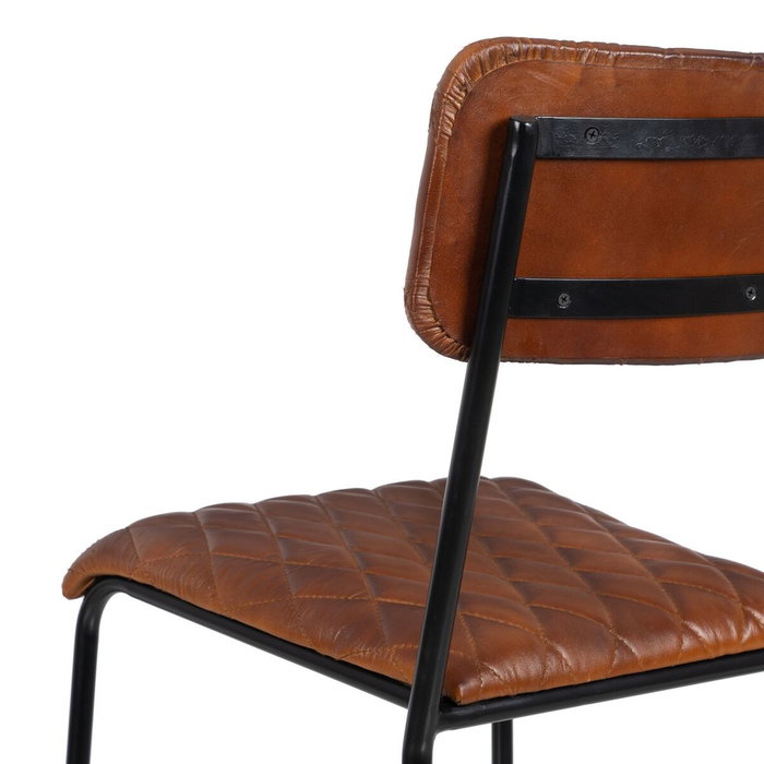 BigBuy Home Chaise de Salle à Manger Marron Noir Cuir Fer BigBuy Home Chaise de Salle à Manger Marron Noir Cuir Fer