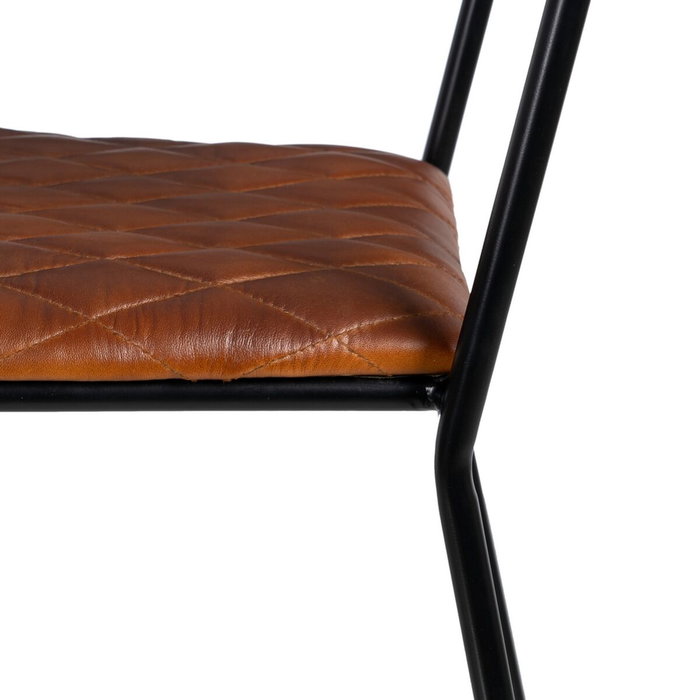 BigBuy Home Chaise de Salle à Manger Marron Noir Cuir Fer BigBuy Home Chaise de Salle à Manger Marron Noir Cuir Fer