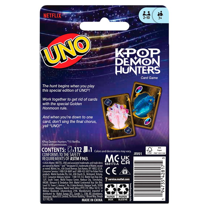 Mattel Jeu de cartes UNO K-Pop Demon Hunters Mattel Jeu de cartes UNO K-Pop Demon Hunters