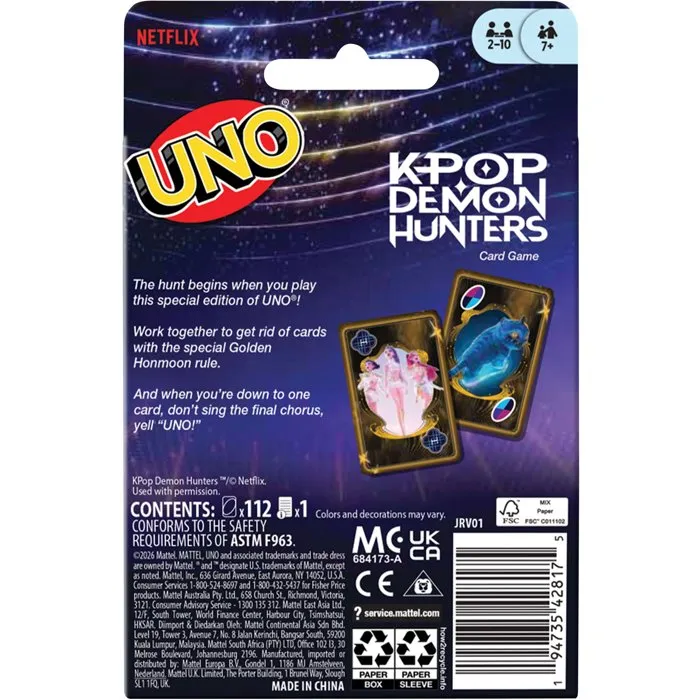 Mattel Jeu de cartes UNO K-Pop Demon Hunters Mattel Jeu de cartes UNO K-Pop Demon Hunters