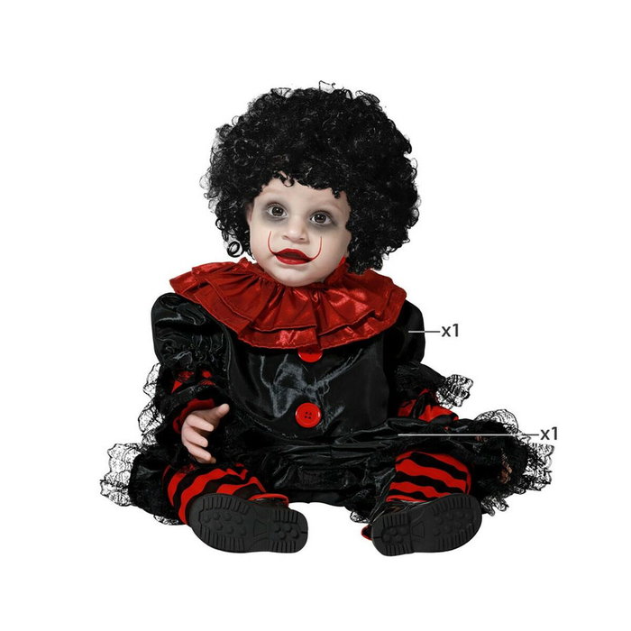 BigBuy Carnival Déguisement Clown Sanglant Noir et Rouge pour Bébé