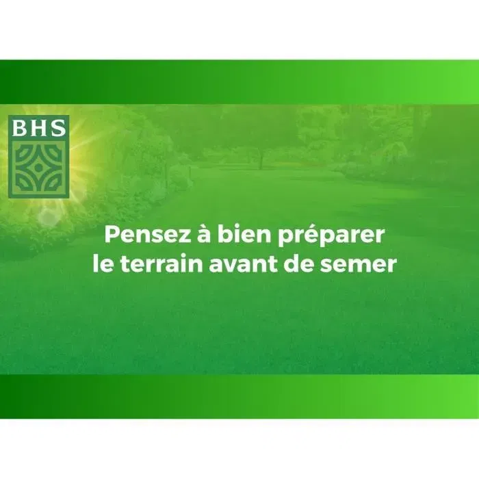 BHS Gazon Soleil - Semence de gazon pour pelouse résistante à la sécheresse et au climat méditerranéen - Enrobage blanc pour répartition optimale - 1 kg