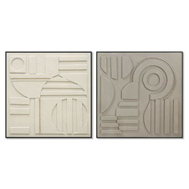 Toile Home ESPRIT Marron Beige Moderne Urbaine 102 x 4,5 x 102 cm (2 Unités)