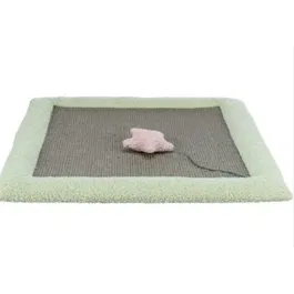 TRIXIE Matelas Griffoir pour Chat 47 x 47 cm avec Sisal et Peluche Douce - Gris et Vert Menthe
