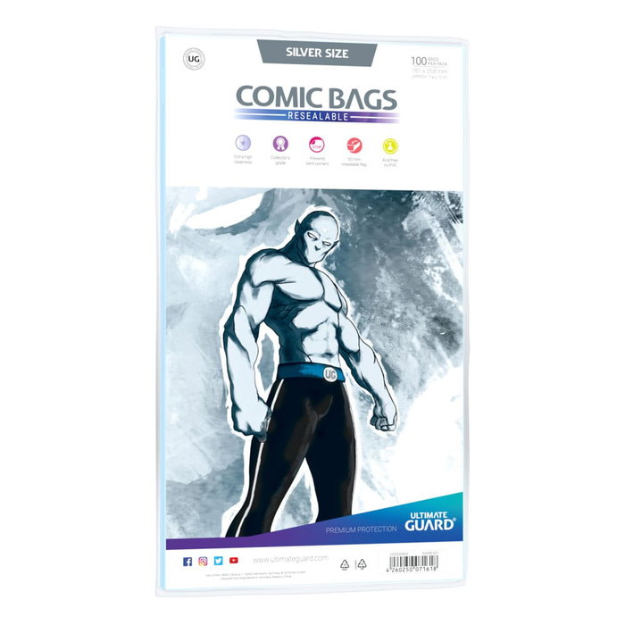 Ultimate Guard Comic Bags Resealable (100) - Silver Size Ultimate Guard Comic Bags Resealable (100) - Silver Size