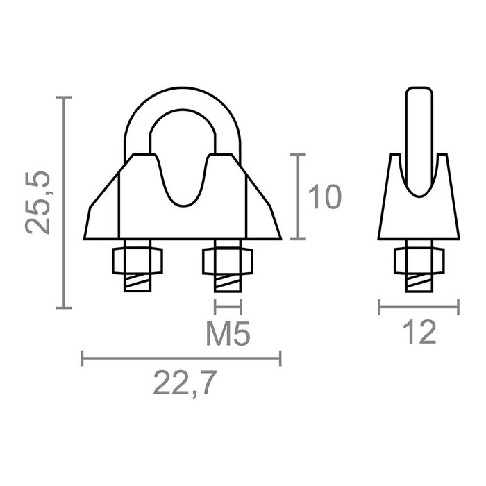 Edm Sujetacâbles Din-741 sjt01 en acier galvanisé, 2 unités
