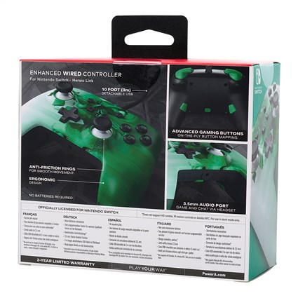 PowerA Manette Améliorée avec Câble USB-C 3m pour Nintendo Switch HEROIC LINK (réf. 1516984-01) - Boutons Programmables, Compatible Switch et Switch OLED