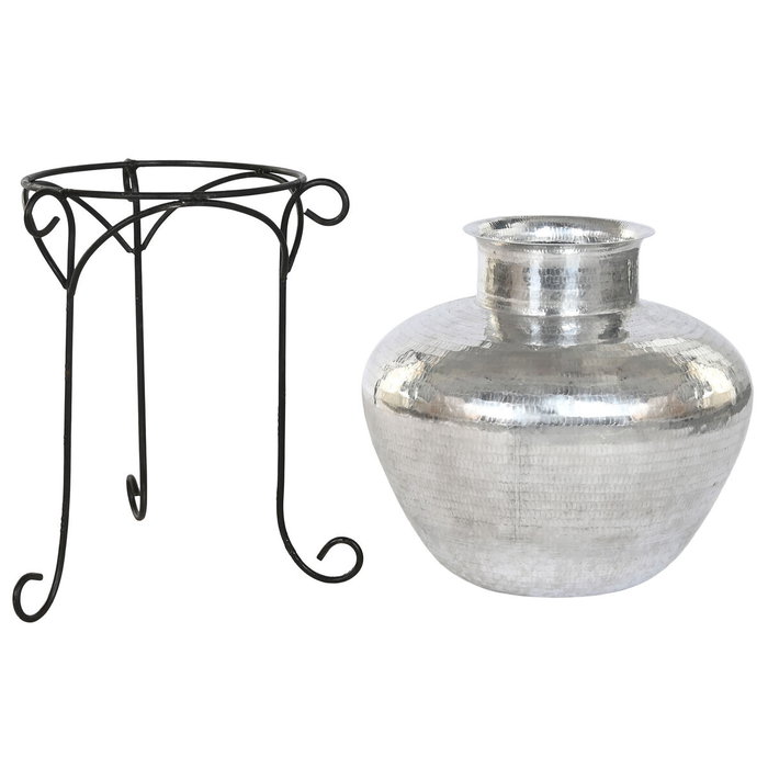 Home ESPRIT Vase Noir Argenté Aluminium 45 x 45 x 95 cm