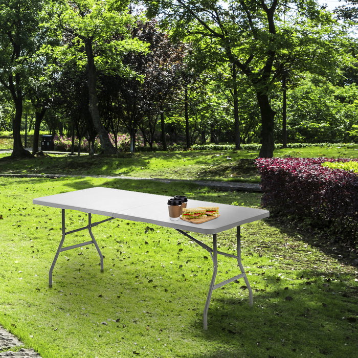 SATURNIA Mesa Plegable Rectangular HDPE 180x74x74 cm Blanco SATURNIA Mesa Plegable Rectangular HDPE 180x74x74 cm Blanco