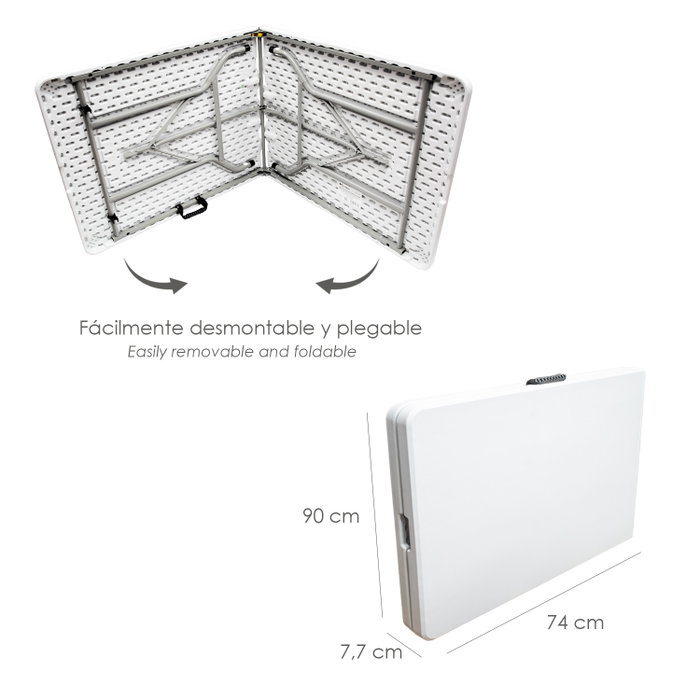 SATURNIA Mesa Plegable Rectangular HDPE 180x74x74 cm Blanco SATURNIA Mesa Plegable Rectangular HDPE 180x74x74 cm Blanco