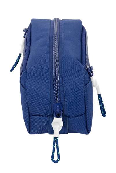 Safta Portatodo Triple Petit avec Bande Élastique 20cm FC Barcelona Navy Bleu 22 x 8.5 x 6 cm - Porte-tout Triple pour Enfants (3 ans et plus)