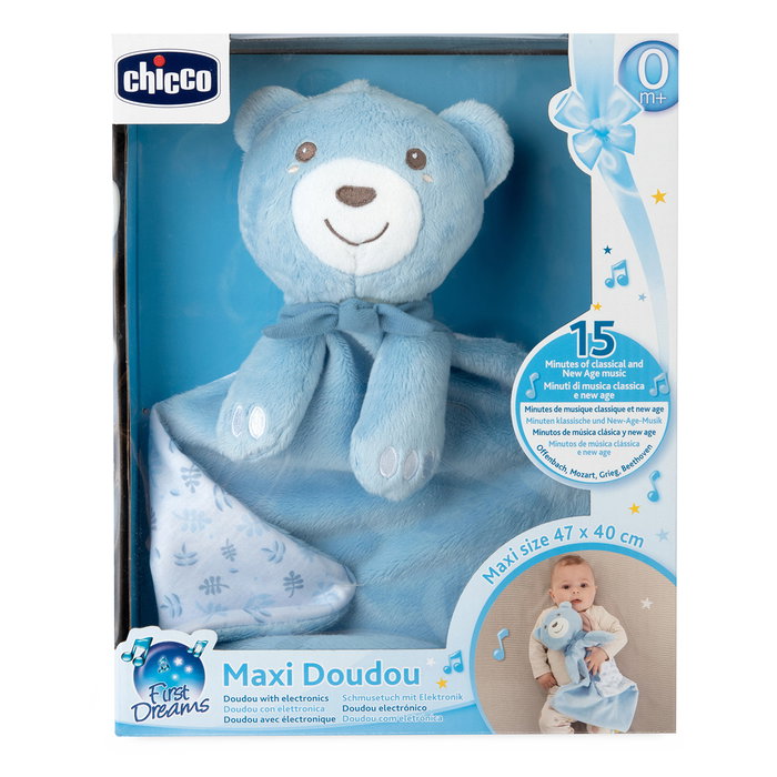 Chicco Maxi Doudou Électronique XXL en Velours Ultra Doux avec Musique Relaxante pour Bébé - Modèle Azul Chicco Maxi Doudou Électronique XXL en Velours Ultra Doux avec Musique Relaxante pour Bébé - Modèle Azul