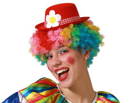 Atosa Chapeau de Clown en Feutre Rouge Adulte avec Fleur Blanche