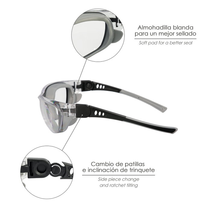 WOLFPACK LINEA PROFESIONAL Lunettes de protection transparentes avec patte élastique et rembourrage