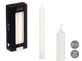 Acorde Lot de 8 Bougies Blanc 20 cm 8 Heures de Combustion (Set de 12)
