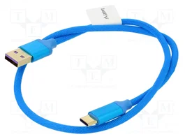 LANBERG Câble USB 2.0 de 0,5m USB-A vers USB-C Bleu Textile