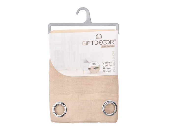 Giftdecor Voilage Beige 140x260 cm en Polyester (Set de 6)