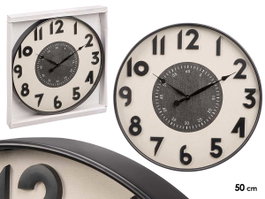 GIFTDECOR Horloge murale avec chiffres en relief Noir et Blanc 50cm