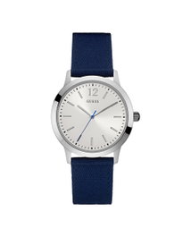Guess W0976G2 - Montre analogique bleu et argenté