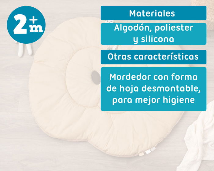 KioKids Couverture d'éveil sensoriel en forme de pomme pour bébé à partir de 2 mois, avec mordador crépitant et étiquettes de tissu, en coton et polyester, couleur beige