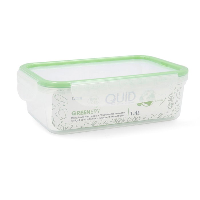 Quid Récipient Rectangulaire Hermétique Plastique Greenery 1,55 L 10.6x15.2x16.2 cm