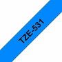 Brother TZe-531 Ruban de marquage laminé 12 mm Bleu/Noir, 8 m