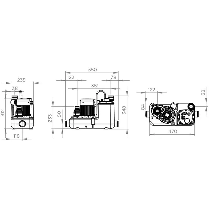 SFA Sanicom 1 Station de relevage pour eaux grises - 750 W - Accepte eaux chaudes jusqu'à 90 °C - Fabriqué en France