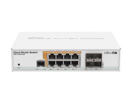 MikroTik CRS112-8P-4S-IN - Switch Gigabit Ethernet PoE+ 8 ports, 4 cages SFP, 128MB RAM, 400MHz CPU, boîtier bureau, RouterOS Niveau 5