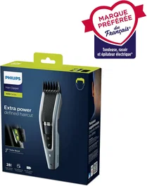 Philips HC5630/15 Tondeuse à cheveux rechargeable pour homme - Autonomie 90 min - 28 hauteurs de coupe - Mode Turbo - Inclut 3 sabots et trousse