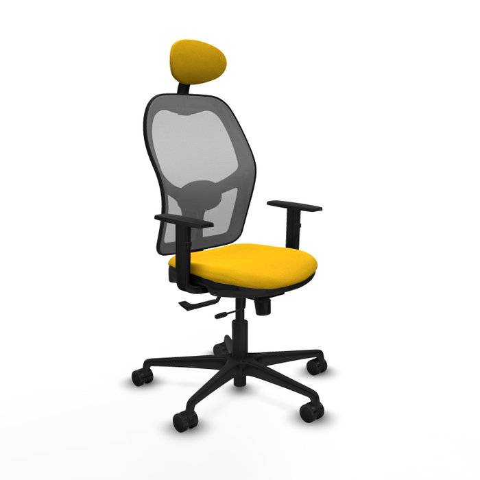 Piqueras y Crespo Chaise de Bureau Jorquera Jaune et Gris avec Appui-tête Piqueras y Crespo Chaise de Bureau Jorquera Jaune et Gris avec Appui-tête
