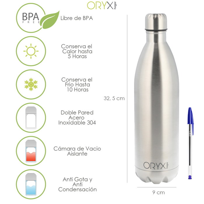 ORYX Bouteille Thermique en Acier Inoxydable 1000 ml Antigoutte