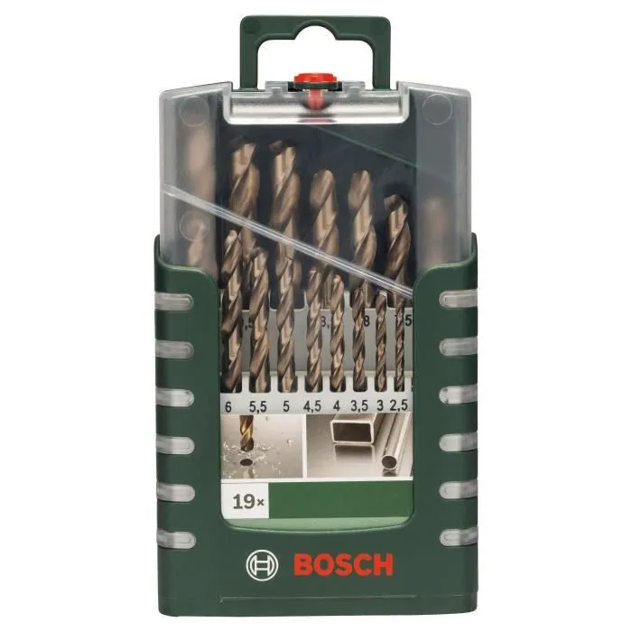 Bosch - Set de 19 forets métaux rectifiés HSS-Cobalt, longueur totale 200 mm