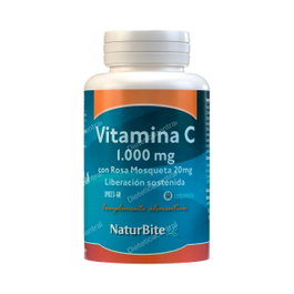 NATURBITE Vitamine C 1000mg avec rose musquée 20mg, 60 comprimés
