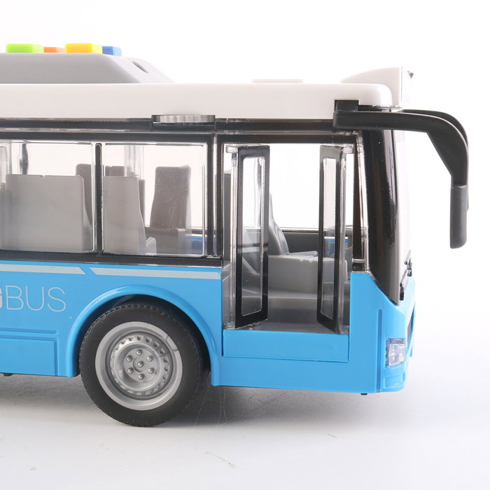 Tachan Autobus touristique rouge à impulsion avec son et lumières 1:16, fonctionne avec 3 piles AG13 incluses, pour enfants de 3 ans et plus