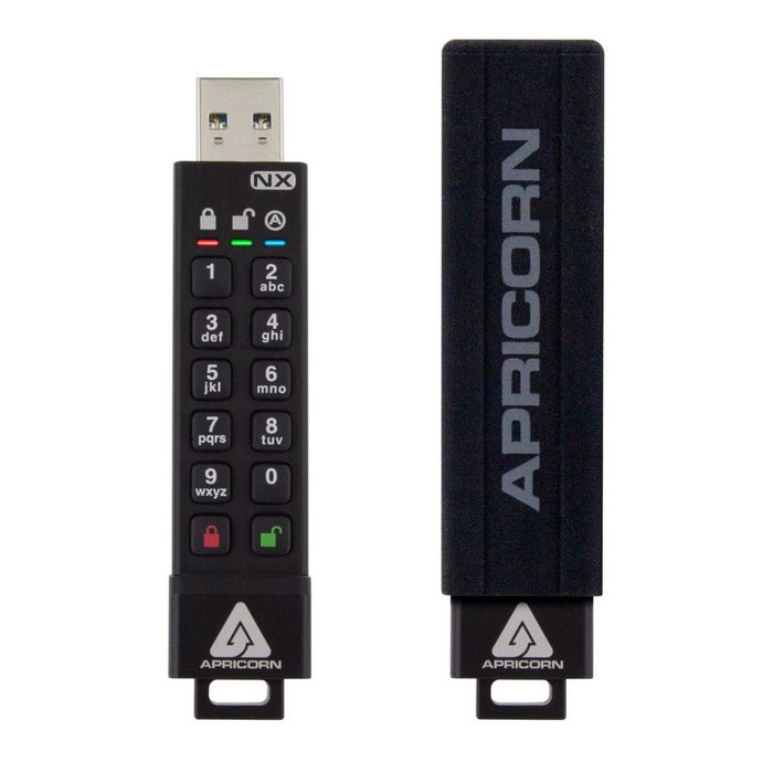 Apricorn Secure Key 4G 16GB, clé USB 3.2 Gen1 chiffrée 256-bit AES avec clavier PIN, FIPS 140-2, IP67, jusqu'à 77 MB/s en lecture