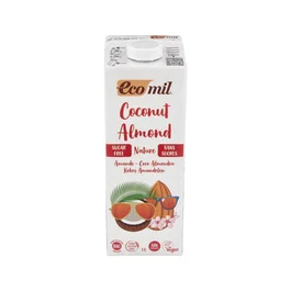 ECOMIL Boisson au Coco et à l'Amande Bio sans Sucre, Lot de 6