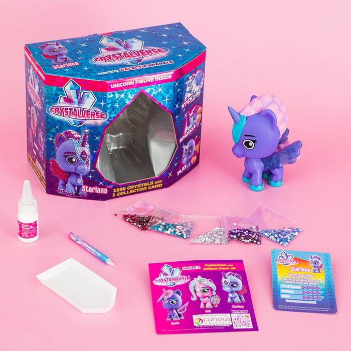 Crystalverse Classic Figura Unicornio Galáctico 11 cm avec 1500 Cristaux - Collection Aléatoire