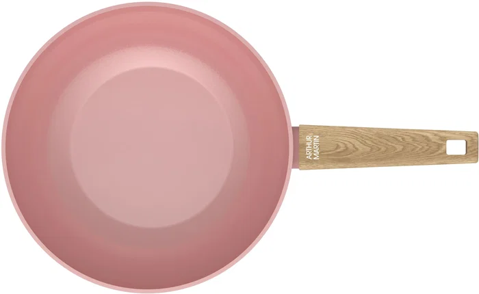 Arthur Martin AM4944 - Wok en aluminium à revêtement céramique antiadhésif Ø 28 cm - Compatible tous feux dont induction - Rose