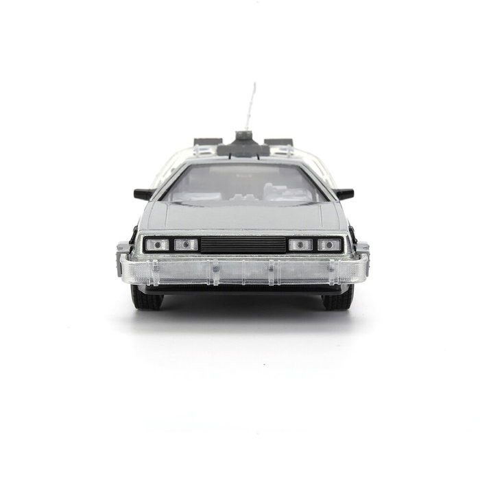 JADA TOYS Replica DeLorean Hollywood Rides Time Machine 40ème Anniversaire Retour vers le Futur - Modèle 1:24 en Métal avec Portes Ouvrantes, Lumière et Boîte Collection