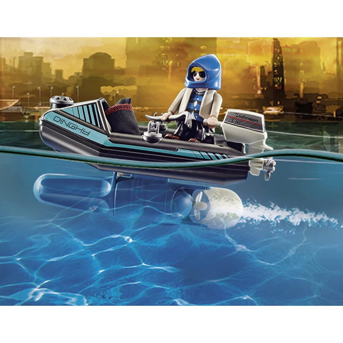 Playmobil Policía Mochila Propulsora: Detención del Ladrón de Arte - Set de 30 pièces avec barco flottant et 2 figurines Playmobil Policía Mochila Propulsora: Detención del Ladrón de Arte - Set de 30 pièces avec barco flottant et 2 figurines