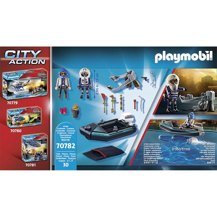 Playmobil Policía Mochila Propulsora: Detención del Ladrón de Arte - Set de 30 pièces avec barco flottant et 2 figurines Playmobil Policía Mochila Propulsora: Detención del Ladrón de Arte - Set de 30 pièces avec barco flottant et 2 figurines