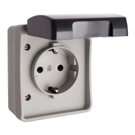Solera Base fixe étanche 2P+T 16A 250V IP44 gris/noir