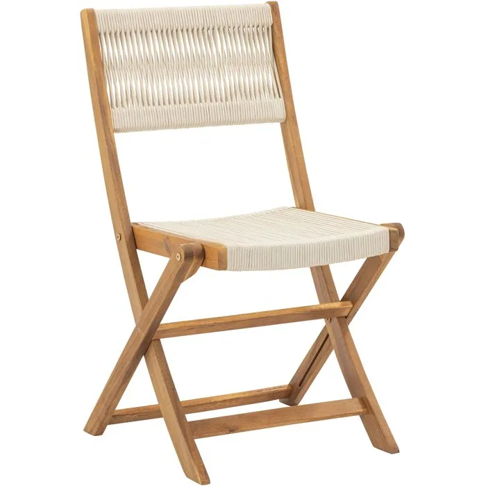 AWANA Lot de 2 chaises de jardin pliantes - Bois d'acacia certifié FSC avec cordage tressé - 52 x 48 x 85 cm AWANA Lot de 2 chaises de jardin pliantes - Bois d'acacia certifié FSC avec cordage tressé - 52 x 48 x 85 cm